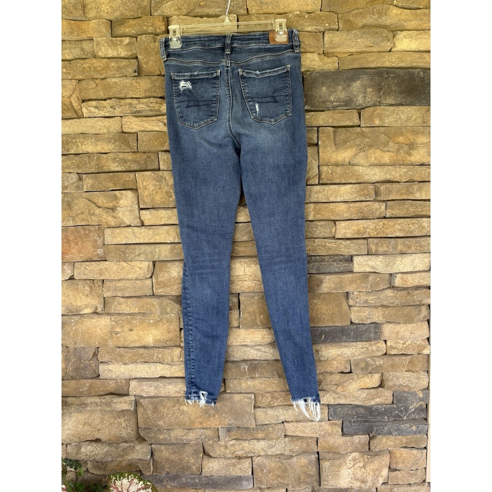 American Eagle super high rise jegging womens size 4 regular distressed stretch - Picture 5 of 10